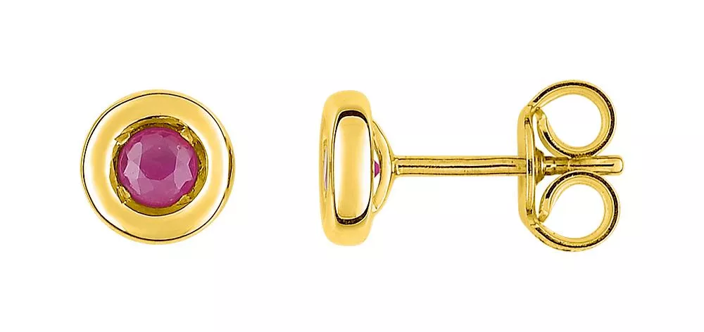 Boucles d'oreilles Clous Or Faienne Rubis - Boucles d'oreilles en Or 750 18k - Bijoux en Vogue