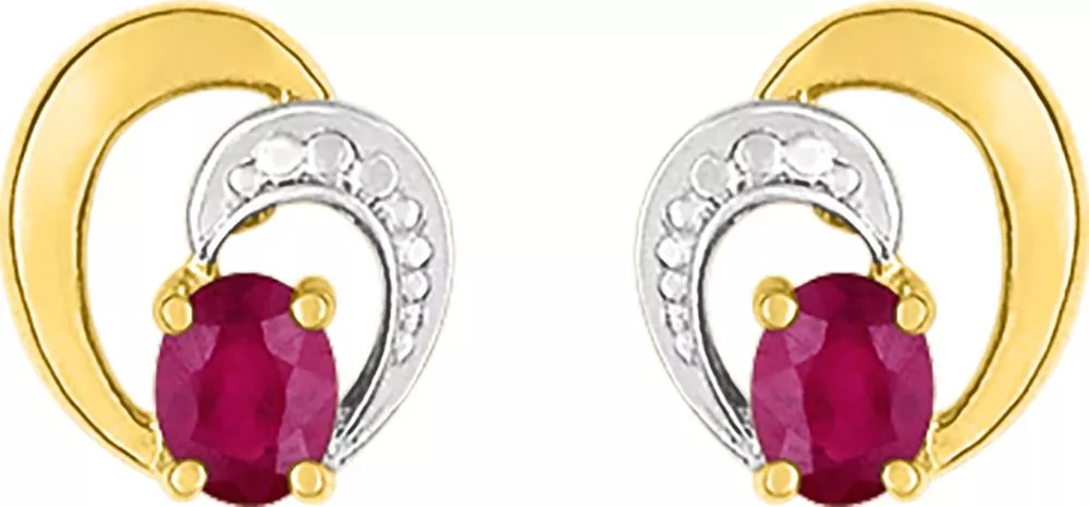 Boucles d'oreilles Clous Or Rubis Babytha Coeur - Boucles d'oreilles en Or 750 18k - Bijoux en Vogue