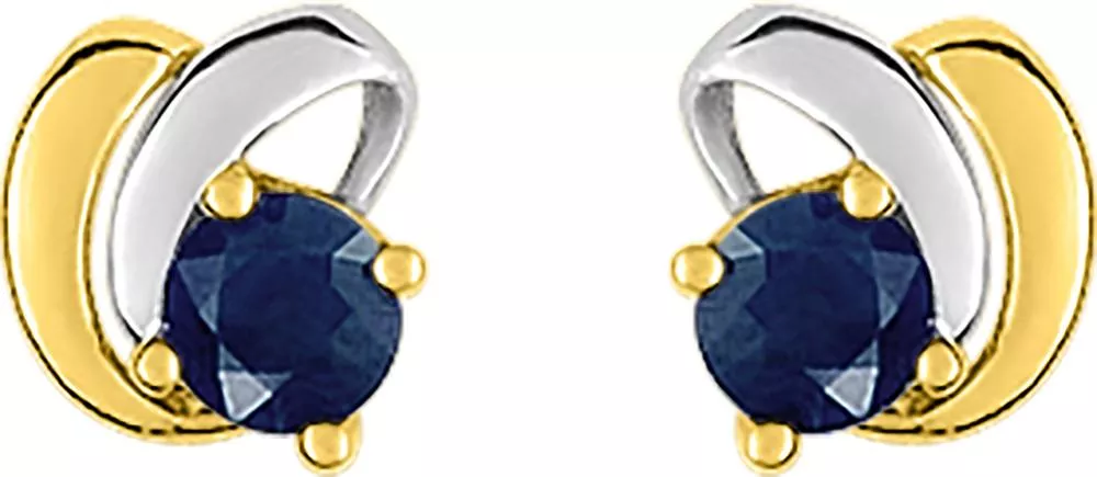 Boucles d'oreilles Clous Or Douredine Saphir Coeur - Boucles d'oreilles en Or 750 18k - Bijoux en Vogue
