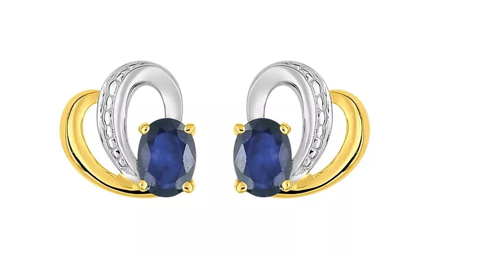 Boucles d'oreilles Clous Or Anonciata Saphir Coeur - Boucles d'oreilles en Or 750 18k - Bijoux en Vogue