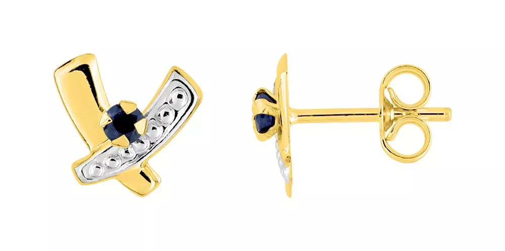 Boucles d'oreilles Clous Or Gitanjali Saphir - Boucles d'oreilles en Or 750 18k - Bijoux en Vogue