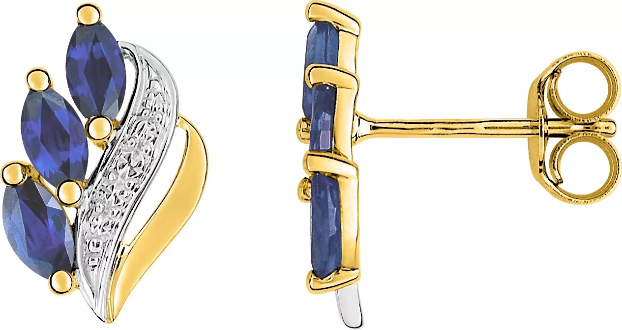 Boucles d'oreilles Clous Or Myledie Saphir - Boucles d'oreilles en Or 750 18k - Bijoux en Vogue