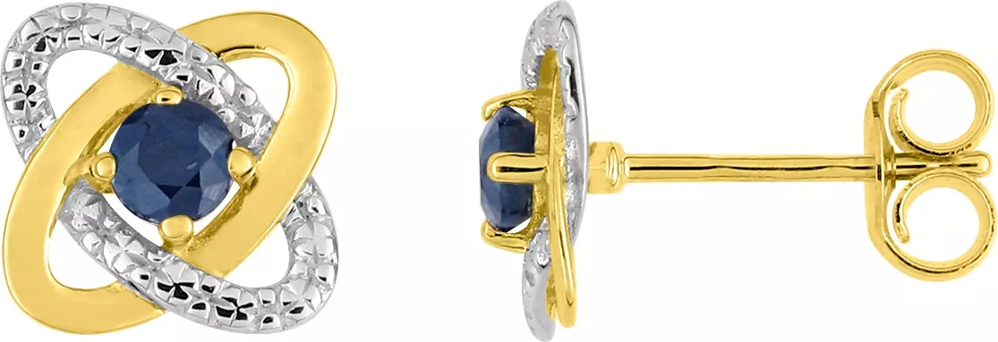 Boucles d'oreilles Clous Or Mengemetata Saphir - Boucles d'oreilles en Or 750 18k - Bijoux en Vogue