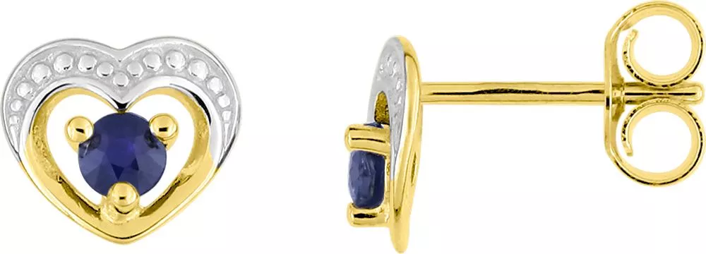 Boucles d'oreilles Clous Or Enara Saphir Coeur - Boucles d'oreilles en Or 750 18k - Bijoux en Vogue
