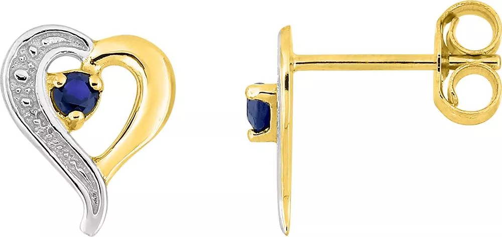 Boucles d'oreilles Clous Or Kelvine Saphir Coeur - Boucles d'oreilles en Or 750 18k - Bijoux en Vogue