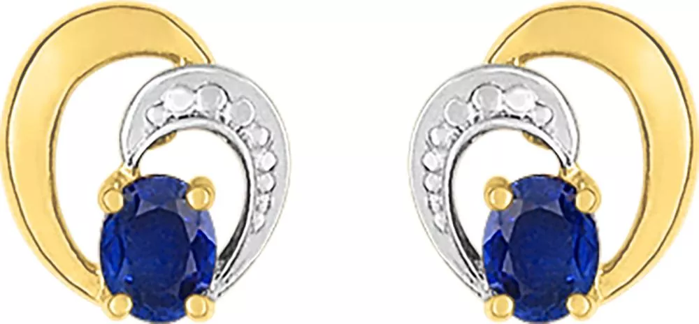 Boucles d'oreilles Clous Or Atma Saphir Coeur - Boucles d'oreilles en Or 750 18k - Bijoux en Vogue