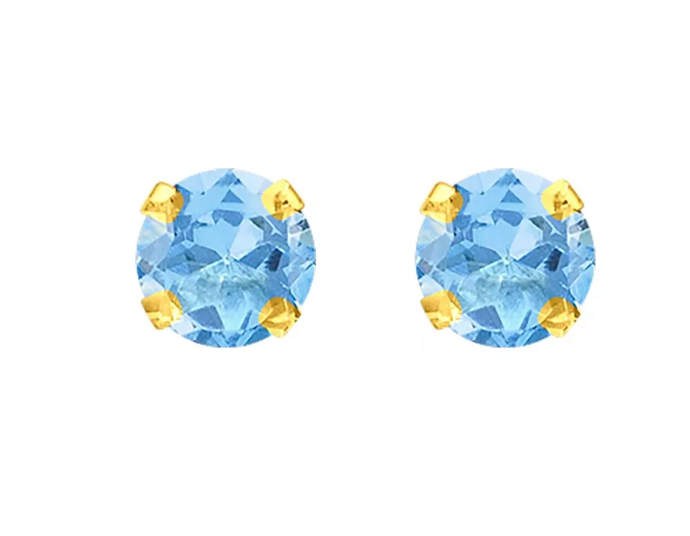 Boucles d'oreilles Clous Or Auxiliatrice bleu Topaze - Boucles d'oreilles en Or 750 18k - Bijoux en Vogue