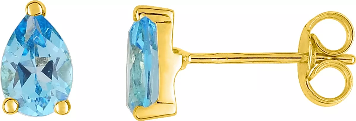 Boucles d'oreilles Clous Or Somma bleu Topaze - Boucles d'oreilles en Or 750 18k - Bijoux en Vogue