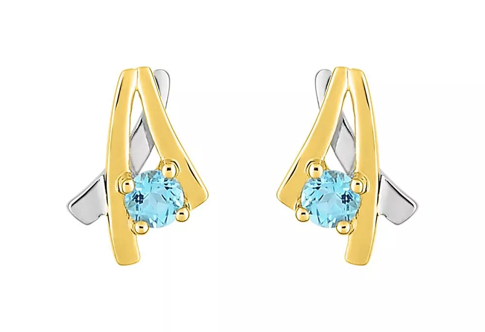 Boucles d'oreilles Clous Or Zoulaikha bleu Topaze - Boucles d'oreilles en Or 750 18k - Bijoux en Vogue