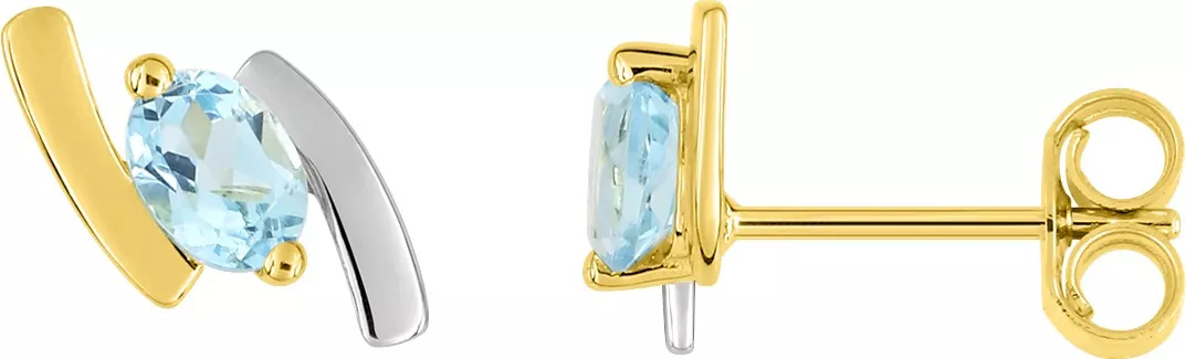 Boucles d'oreilles Clous Or Saadya bleu Topaze - Boucles d'oreilles en Or 750 18k - Bijoux en Vogue