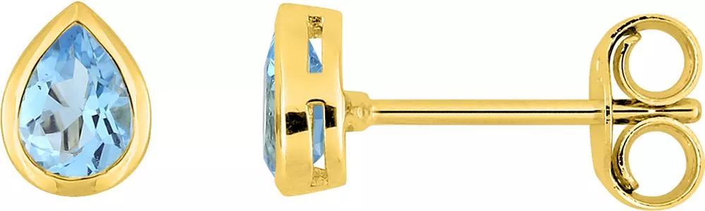 Boucles d'oreilles Clous Or Maique bleu Topaze - Boucles d'oreilles en Or 750 18k - Bijoux en Vogue