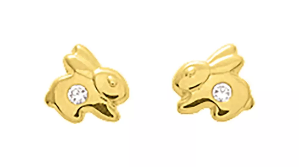 Boucles d'oreilles Clous Or Graneta Zirconium Lapin - Boucles d'oreilles en Or 750 18k - Bijoux en Vogue