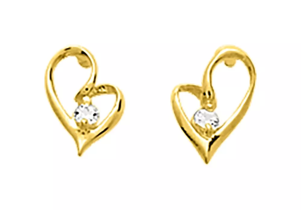 Boucles d'oreilles Clous Or Drissa Zirconium Coeur - Boucles d'oreilles en Or 750 18k - Bijoux en Vogue