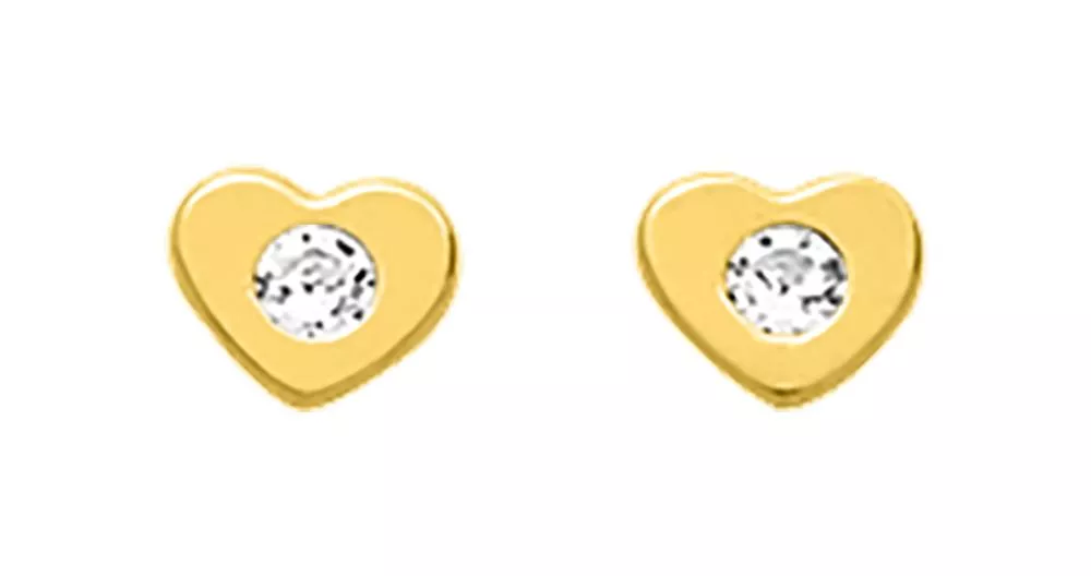 Boucles d'oreilles Clous Or Oscilia Zirconium Coeur - Boucles d'oreilles en Or 750 18k - Bijoux en Vogue