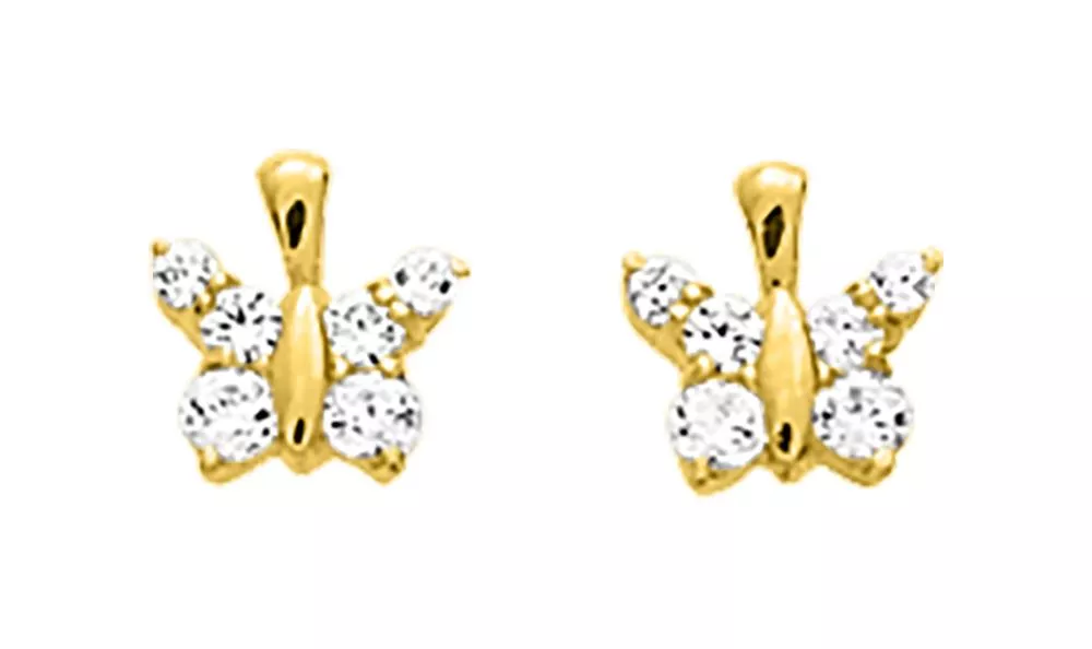 Boucles d'oreilles Clous Or Rusmira Zirconium Papillon - Boucles d'oreilles en Or 750 18k - Bijoux en Vogue