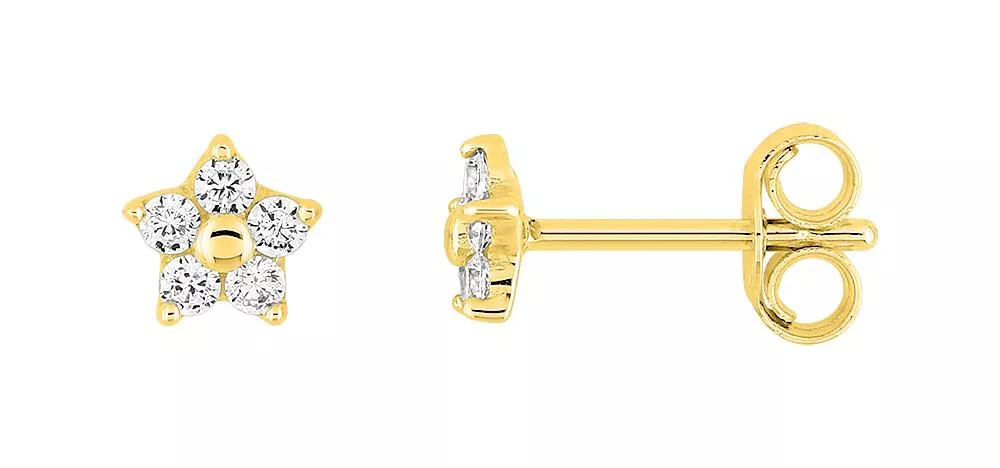 Boucles d'oreilles Clous Or Albestine Zirconium Étoile - Boucles d'oreilles en Or 750 18k - Bijoux en Vogue