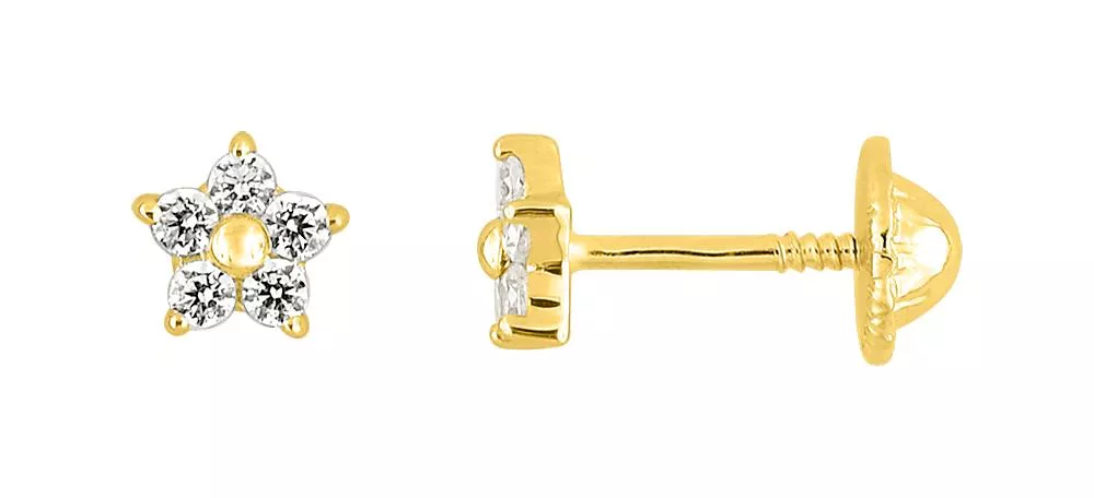 Boucles d'oreilles Clous Or Peaulette Zirconium Étoile - Boucles d'oreilles en Or 750 18k - Bijoux en Vogue