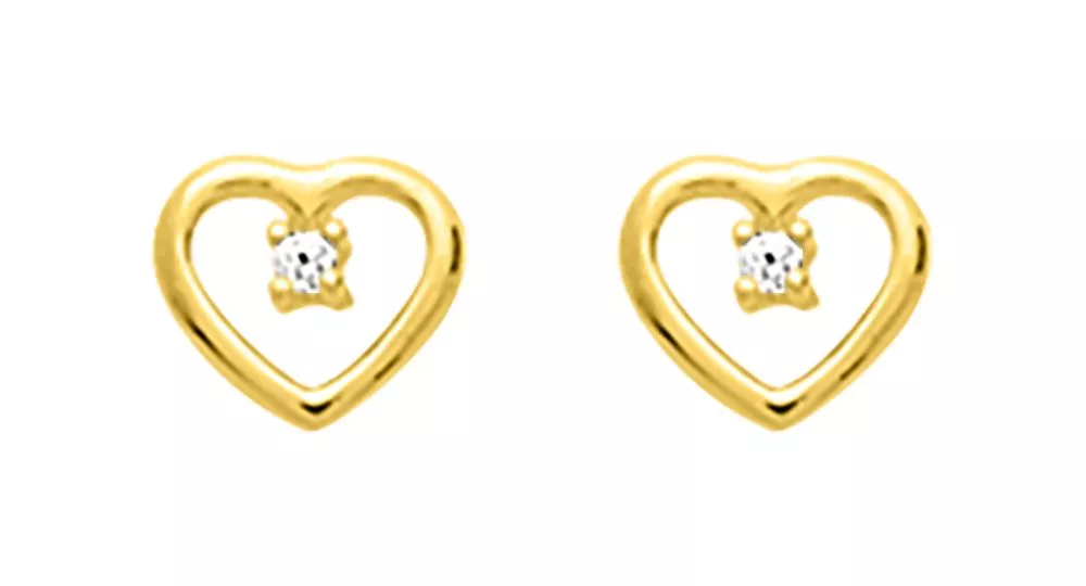 Boucles d'oreilles Clous Or Decia Zirconium Coeur - Boucles d'oreilles en Or 750 18k - Bijoux en Vogue
