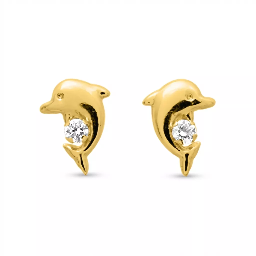 Boucles d'oreilles Clous Or Zirconium Evela Dauphin - Boucles d'oreilles en Or 750 18k - Bijoux en Vogue
