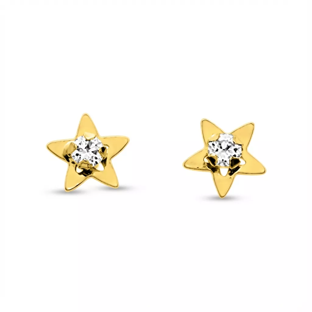 Boucles d'oreilles Clous Or Zirconium Ailma Étoile - Boucles d'oreilles en Or 750 18k - Bijoux en Vogue