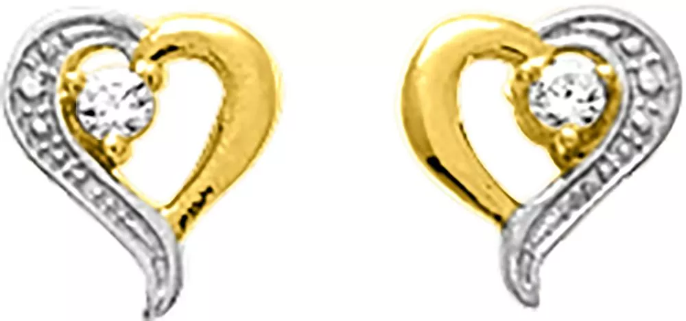 Boucles d'oreilles Clous Or Diangina Zirconium Coeur - Boucles d'oreilles en Or 750 18k - Bijoux en Vogue