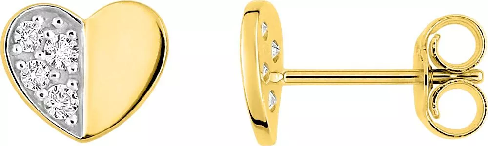 Boucles d'oreilles Clous Or Matilde Zirconium Coeur - Boucles d'oreilles en Or 750 18k - Bijoux en Vogue