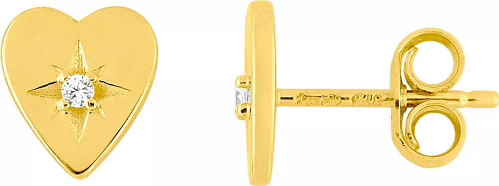 Boucles d'oreilles Clous Or Domethilde Zirconium Coeur - Boucles d'oreilles en Or 750 18k - Bijoux en Vogue