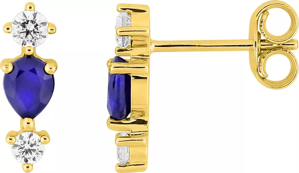 Boucles d'oreilles Clous Or Zirconium Libonia Saphir - Boucles d'oreilles en Or 750 18k - Bijoux en Vogue