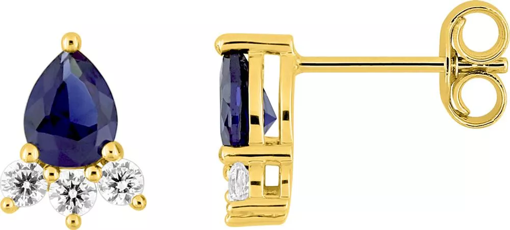 Boucles d'oreilles Clous Or Zirconium Olyvia Saphir - Boucles d'oreilles en Or 750 18k - Bijoux en Vogue
