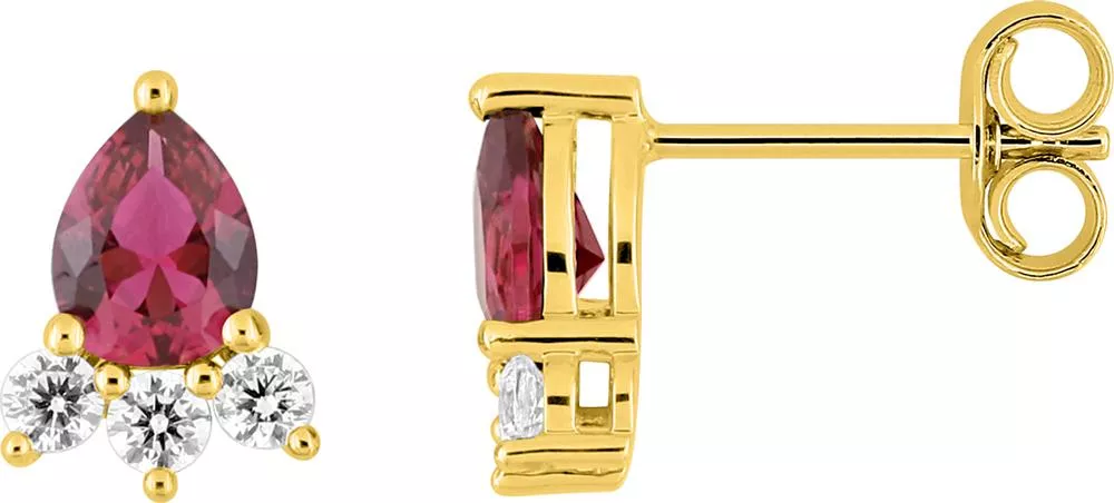 Boucles d'oreilles Clous Or Zirconium Alade Rubis - Boucles d'oreilles en Or 750 18k - Bijoux en Vogue