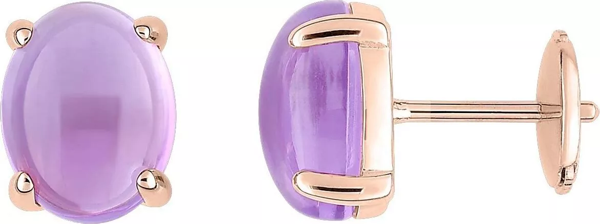 Boucles d'oreilles Clous Or Rose Fetie Améthyste - Boucles d'oreilles en Or 750 18k - Bijoux en Vogue