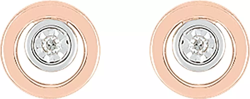 Boucles d'oreilles Clous Or Rose et Blanc Wannapha Diamant - Boucles d'oreilles en Or 750 18k