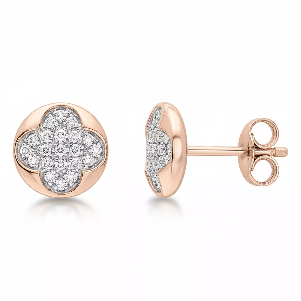 Boucles d'oreilles Clous Or Rose Diamant - Boucles d'oreilles en Or 750 18k