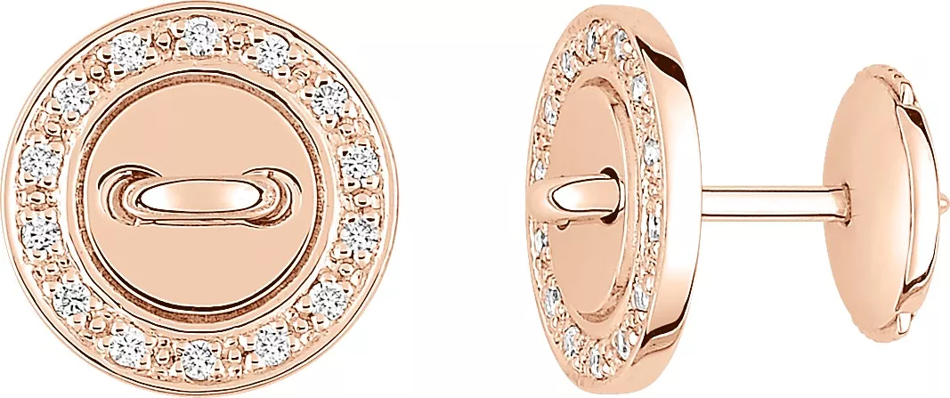 Boucles d'oreilles Clous Or Rose Carlyn Diamant - Boucles d'oreilles en Or 750 18k