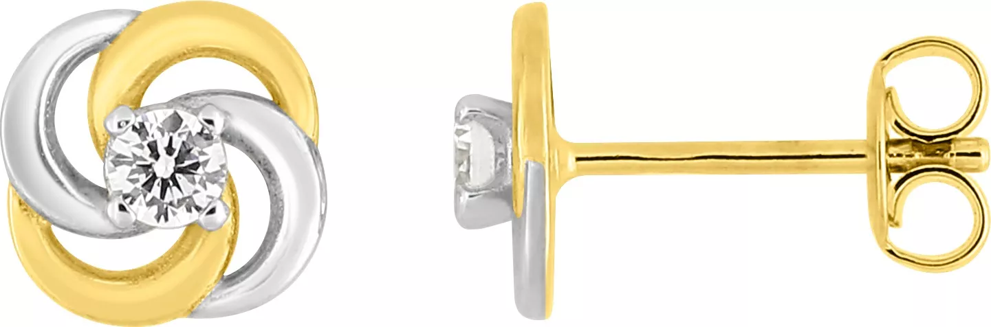 Boucles d'oreilles Clous Plaqué Or Cathelyne Blanc et Jaune Zirconium - Boucles d'oreilles en Plaqué or - Bijoux en Vogue