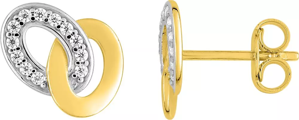 Boucles d'oreilles Clous Plaqué Or Rhita Blanc et Jaune Zirconium - Boucles d'oreilles en Plaqué or - Bijoux en Vogue