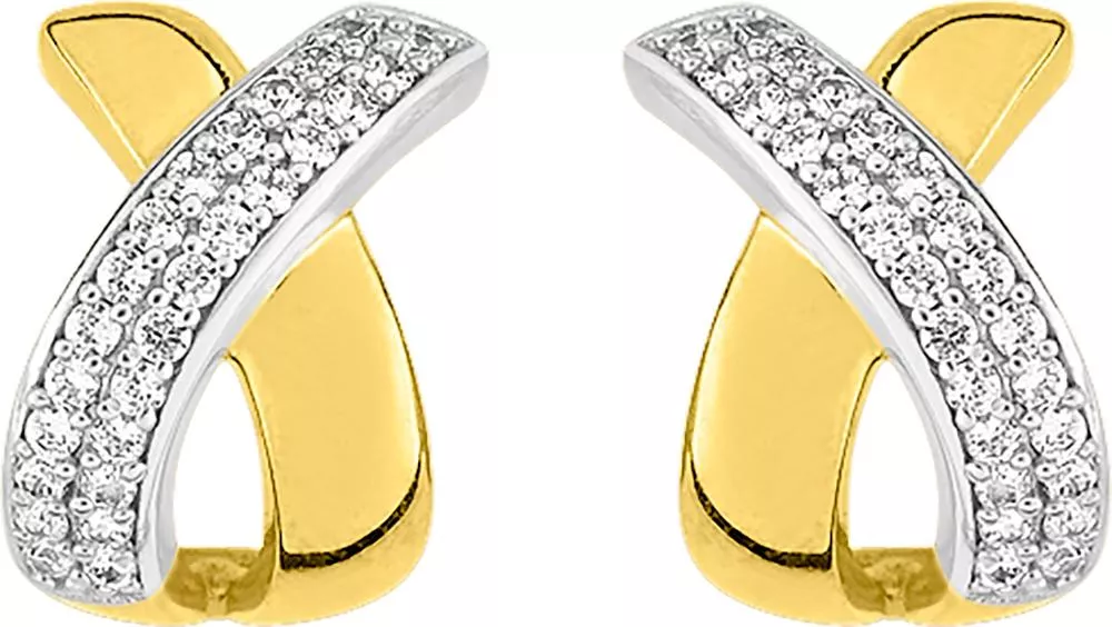 Boucles d'oreilles Clous Plaqué Or Neaga Blanc et Jaune Zirconium - Boucles d'oreilles en Plaqué or - Bijoux en Vogue