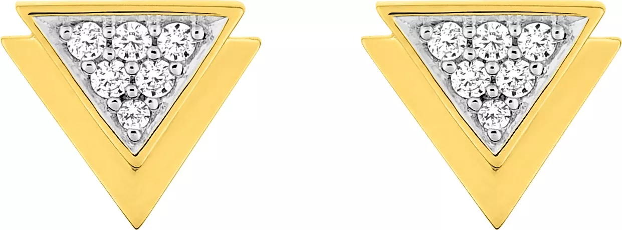 Boucles d'oreilles Clous Plaqué Or Galie Blanc et Jaune Zirconium - Boucles d'oreilles en Plaqué or - Bijoux en Vogue