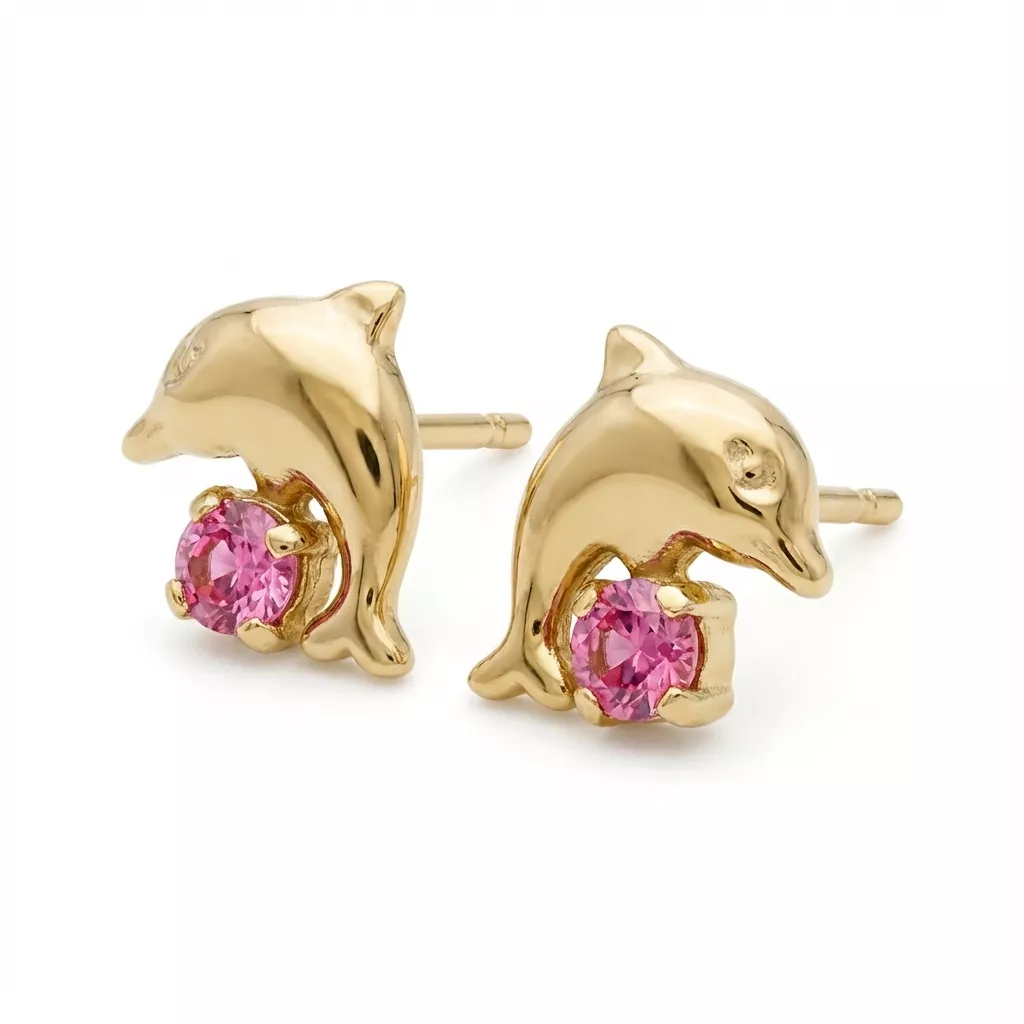 Boucles d'oreilles Clous Cyel Fille Plaqué Or Cristal Figuratif Couleurs - Boucles d'oreilles en Plaqué or - Bijoux en Vogue