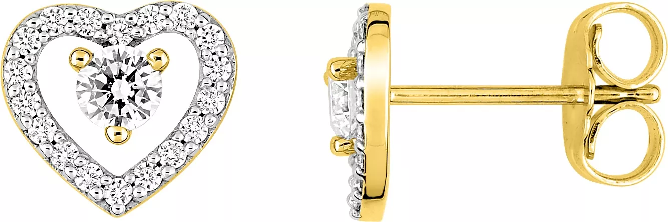 Boucles d'oreilles Clous Plaqué Or Neliana Zirconium Coeur - Boucles d'oreilles en Plaqué or - Bijoux en Vogue
