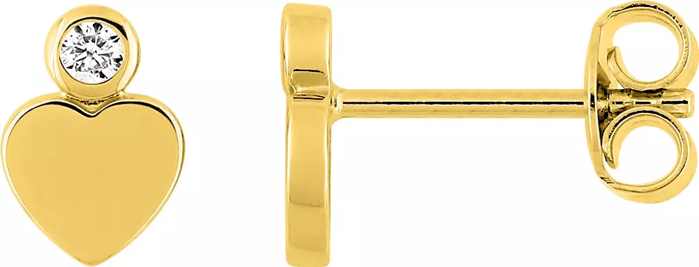 Boucles d'oreilles Clous Plaqué Or Medianca Zirconium Coeur - Boucles d'oreilles en Plaqué or - Bijoux en Vogue