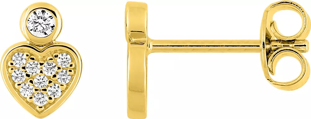 Boucles d'oreilles Clous Plaqué Or Capitaine Zirconium Coeur - Boucles d'oreilles en Plaqué or - Bijoux en Vogue