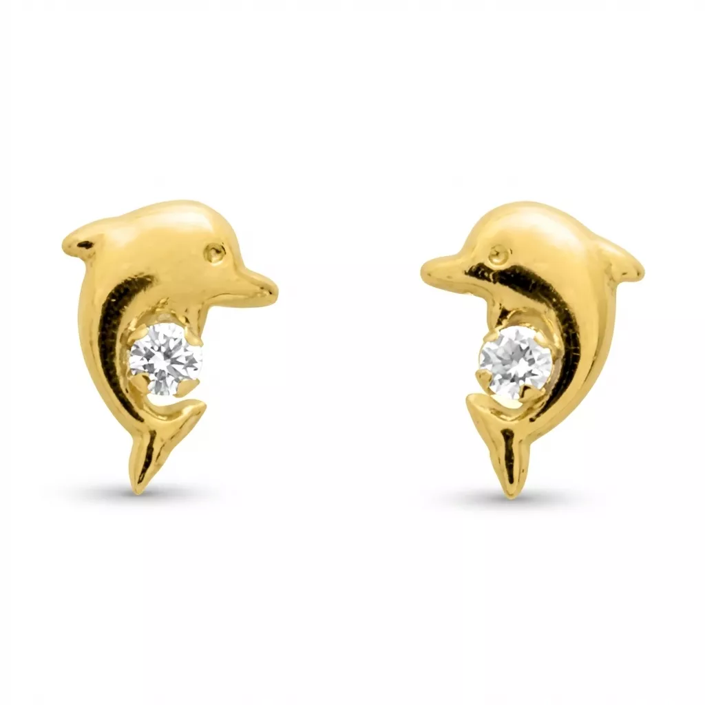 Boucles d'oreilles Clous Plaqué Or Francielle Zirconium Dauphin - Boucles d'oreilles en Plaqué or - Bijoux en Vogue
