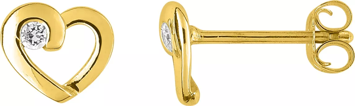 Boucles d'oreilles Clous Plaqué Or Valdivia Zirconium Coeur - Boucles d'oreilles en Plaqué or - Bijoux en Vogue