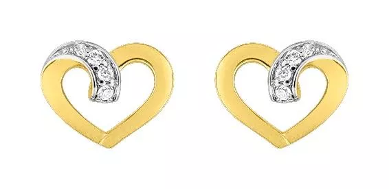 Boucles d'oreilles Clous Plaqué Or Hanotelle Zirconium Coeur - Boucles d'oreilles en Plaqué or - Bijoux en Vogue