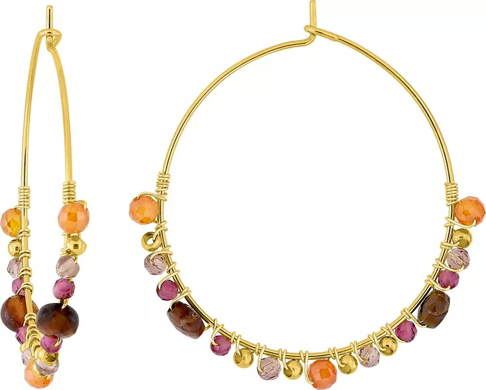 Boucles d'oreilles Créoles Acier Doré Nassreddine Diamètre 30mm Agate - Boucles d'oreilles en Acier - Bijoux en Vogue