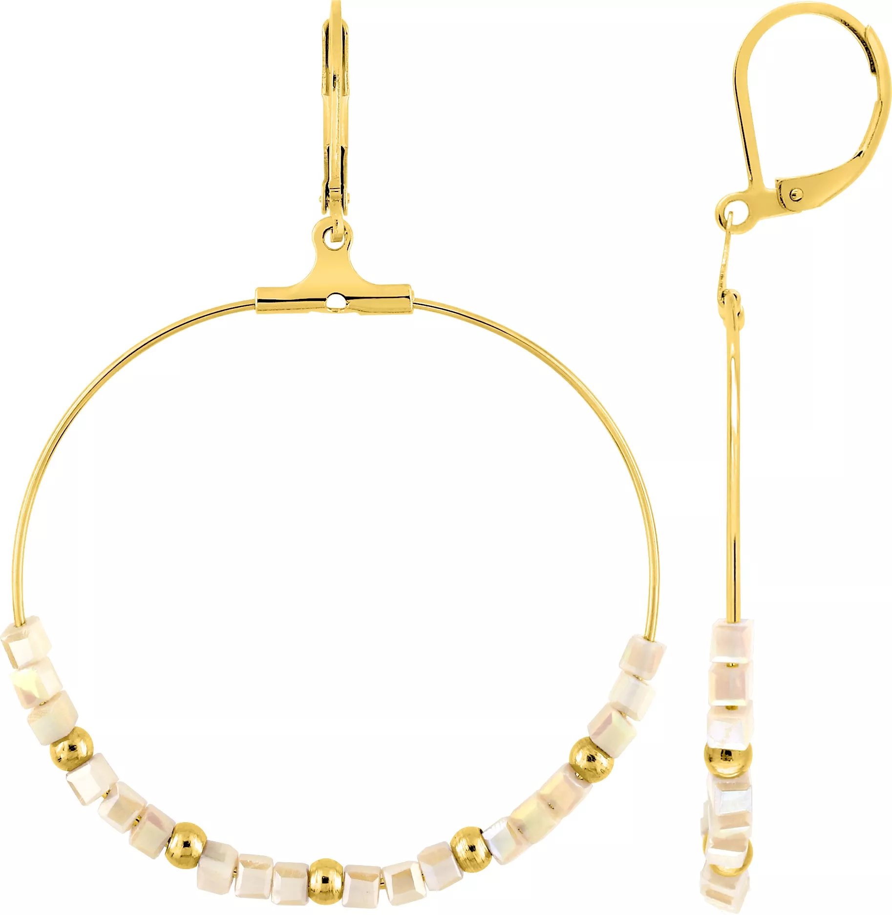 Boucles d'oreilles Créoles Acier Doré Evanna Cristal - Boucles d'oreilles en Acier - Bijoux en Vogue