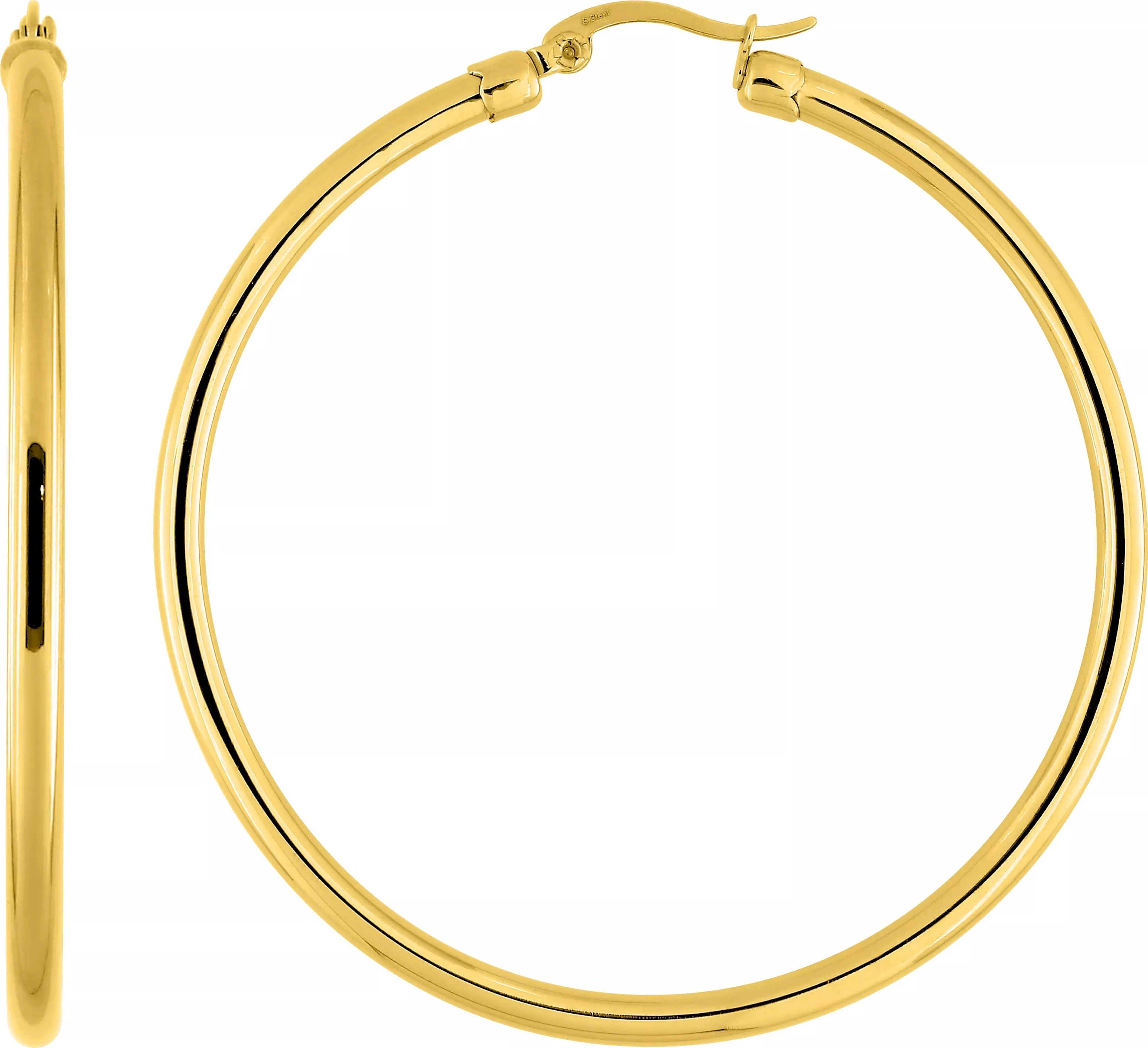 Boucles d'oreilles Créoles Acier Doré Hontebeyrie Diamètre 55mm - Boucles d'oreilles en Acier
