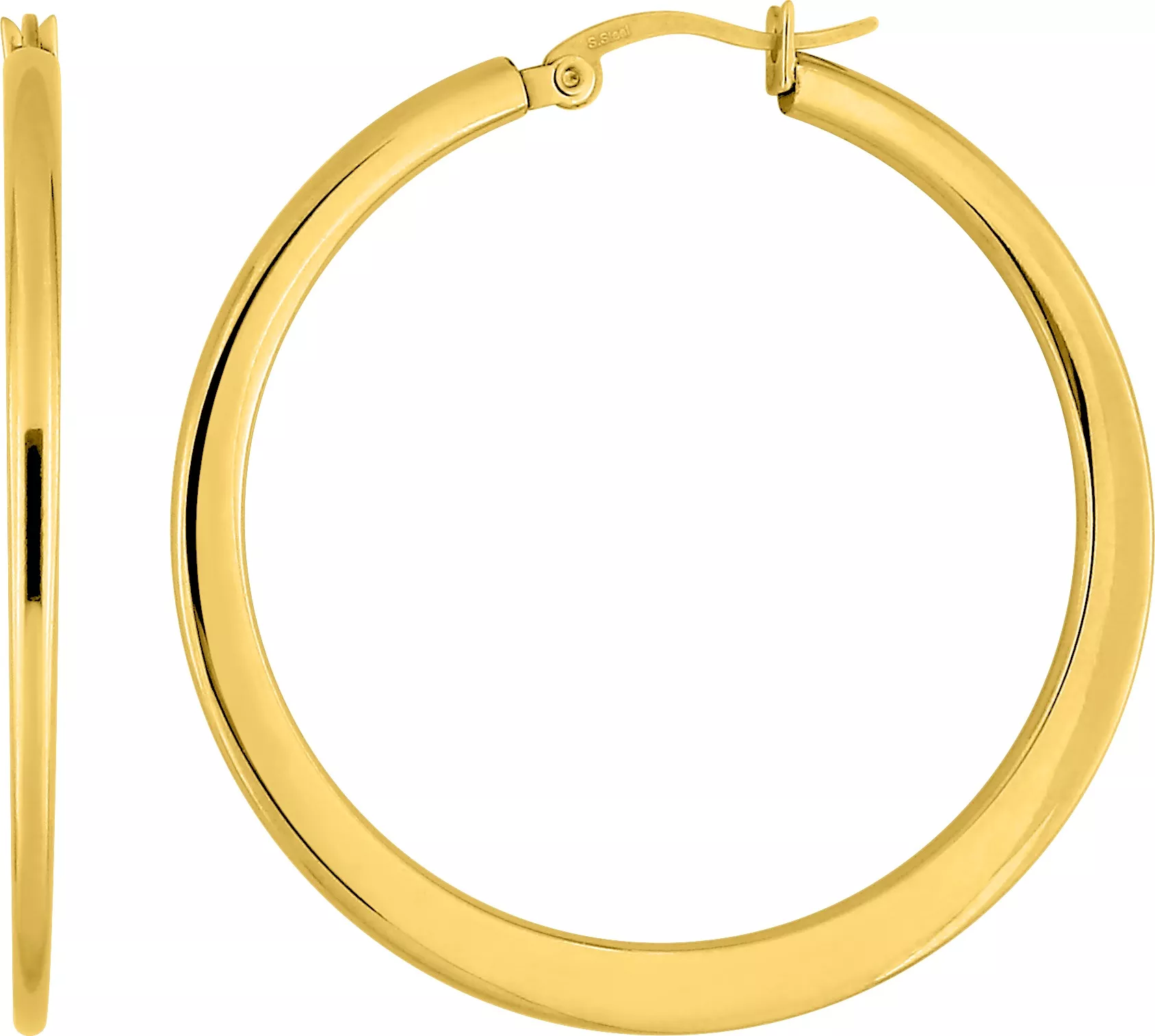 Boucles d'oreilles Créoles Acier Doré Eunjoo Diamètre 45mm - Boucles d'oreilles en Acier - Bijoux en Vogue