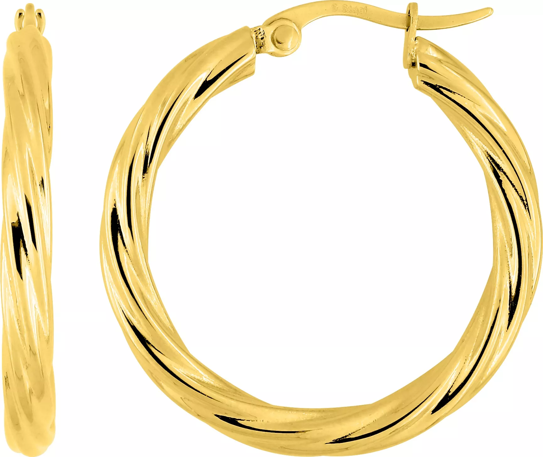 Boucles d'oreilles Créoles Acier Doré Farridha Diamètre 30mm - Boucles d'oreilles en Acier - Bijoux en Vogue